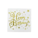 White & Gold "Happy Birthday" Napkin - Elegant Celebration Essential
