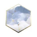 White & Blue Hexagon Paper Plate - Dine with Modern Style!