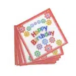 "Happy Birthday" Pink Floral Designed Napkin - Celebrate with Elegant Bloom!