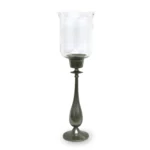 Silver Long Hurricane Glass Candle Holder