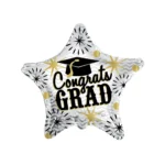 Shining Star Grad Balloon - Gold "Congrats Grad" Star Foil Balloon - 18 Inch Graduation Party Decorations - Perfect for Class of 2024 Celebrations