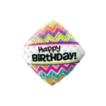 Zigzag Diamond "Happy Birthday" Balloon - Celebrate with Modern Flair!