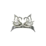 Silver Plated Swans On Arc Crystal Souvenir