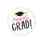 "Congrats Grad" Round Foil Balloon - 18 Inch Graduation Party Decorations - Gold & Black Celebration Balloons for Graduation Decor