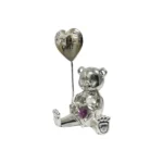 Silver Plated Bear With Heart Crystal Souvenir