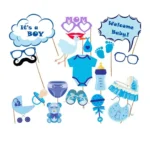 "Welcome Baby Boy" Props on Sticks - Celebrate His Arrival with Joy!