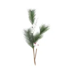 Winter Wonderland Accent: Snowy Pine Leaves White Berries Branch - Rustic Holiday Decor