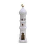 Grand Stone Mosque Tower Candle Resin Decoration – Majestic Ramadan Decoratives
