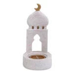 Ramadan Serenity Stone Single Mosque Door Candle Resin Decoration – Sacred Decoratives for Evening Reflection