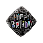 Mechanic Diamond "Happy Birthday" Balloon - Gear Up for a Fun Celebration!
