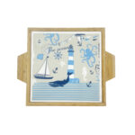 Square Blue Sea Design Chopping Panel