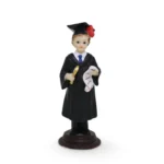 Standing Graduated Boy Figurine - 12" Tall Resin Graduate Statue with Cap & Gown, Perfect Graduation Party Decor & Keepsake Gift
