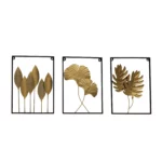 Vertical Framed Metal Leaves Wall Art