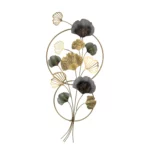 Vertical Golden Circles Metal Ginkgo Wall Art