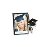 Silver Plated Graduation Photo Frame - Elegant 5x7 Diploma & Picture Display with Engraved Cap Design, Perfect Graduation Keepsake