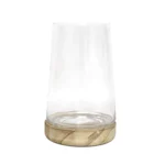 Wooden Support Base Glass Vase