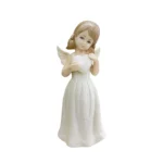 Standing Long‑Hair Angel Holding Heart Figurine (8×17 cm)