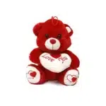 Holding Heart Sitting Red Bear Plush