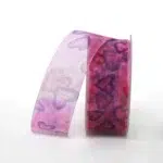 Fuchsia Purple Hearts Organza Ribbons