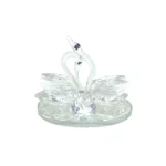 Two Crystal Swans Standing On Round Base