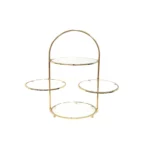Four Round Two Movable Tiers Gold Catering Stand - Image 2