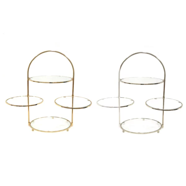 Four Round Two Movable Tiers Gold Catering Stand