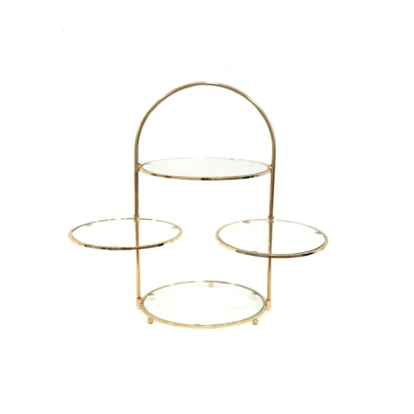 Four Round Two Movable Tiers Gold Catering Stand - Image 2