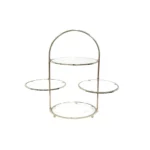 Four Round Two Movable Tiers Gold Catering Stand - Image 3