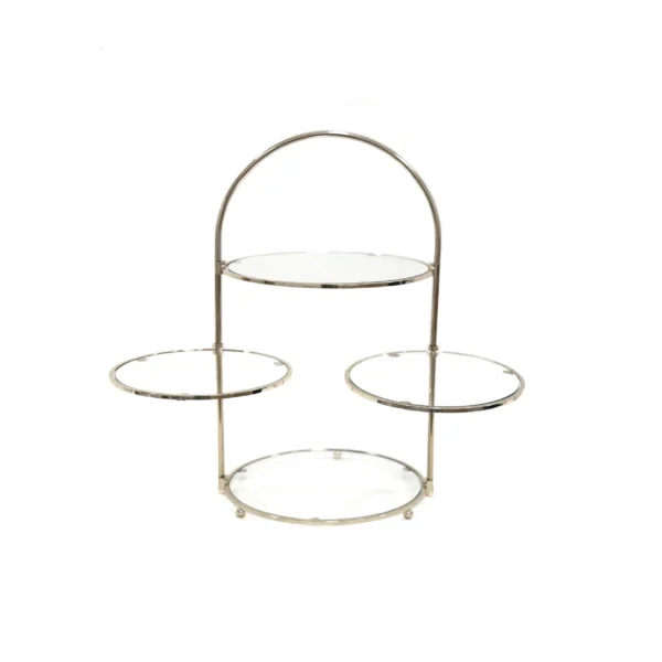 Four Round Two Movable Tiers Gold Catering Stand - Image 3