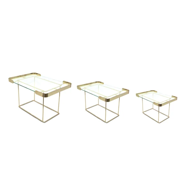 Side Open Rectangular Glass Metal Rim Cake Stand - Image 2