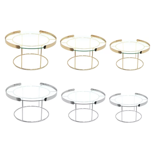Side Open Round Glass Metal Rim Cake Stand