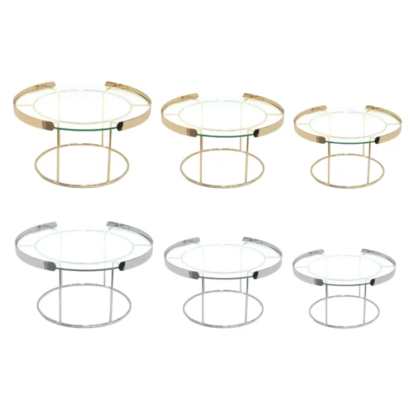 Side Open Round Glass Metal Rim Cake Stand