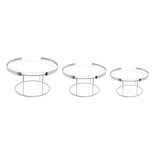 Side Open Round Glass Metal Rim Cake Stand  - Image 3