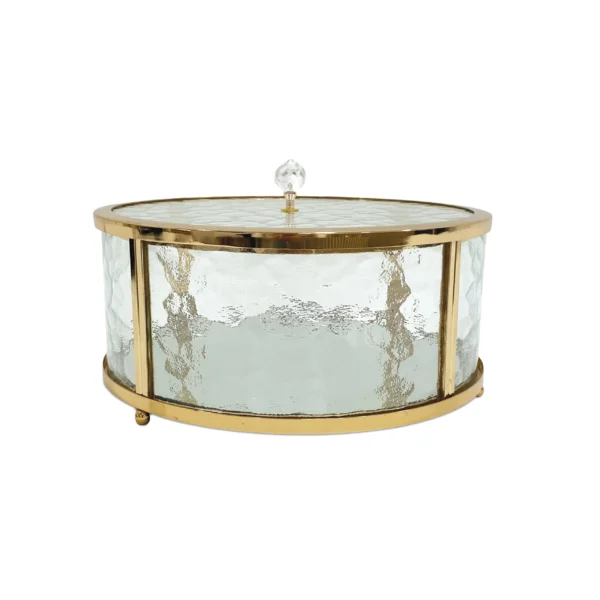 Round Blurry Glass Metal Rim Canister - Image 2