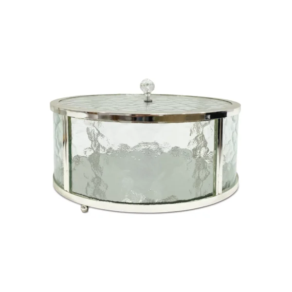 Round Blurry Glass Metal Rim Canister - Image 3