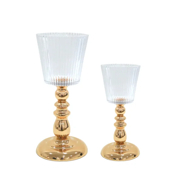 Ribbed Glass Cup Metal Candle Holder - Image 2