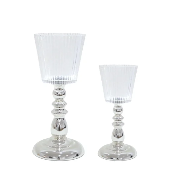 Ribbed Glass Cup Metal Candle Holder - Image 3
