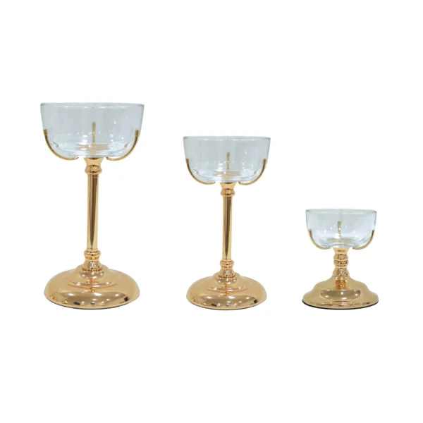 Bowl Glass Metal Rod Candle Holder - Image 2