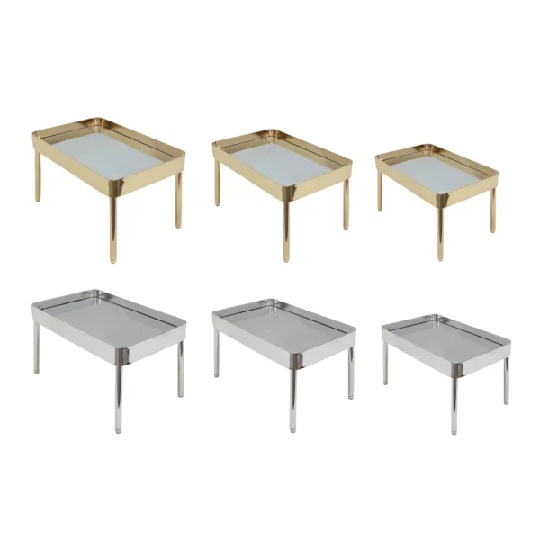 Rectangular Footed Mirror Base Metal Tray