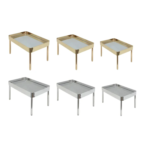 Rectangular Footed Mirror Base Metal Tray