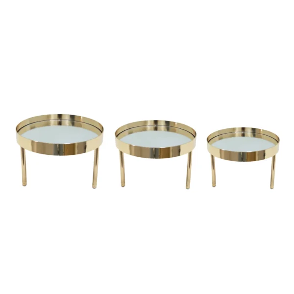 Round Footed Mirror Base Metal Tray - Image 2