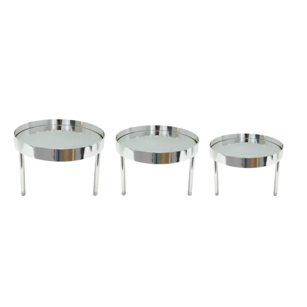 Round Footed Mirror Base Metal Tray - Image 3
