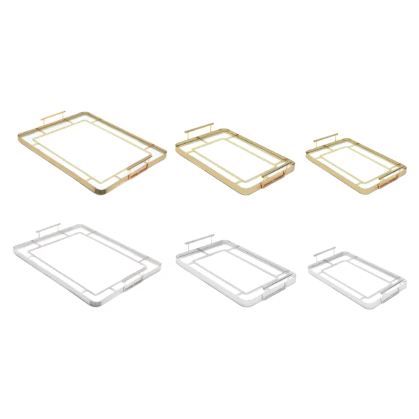 Rectangular Glass Metal Rim Tray