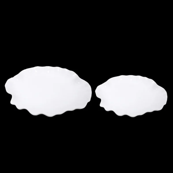 White Ocean Wavy Edge Round Ceramic Dish - Image 3