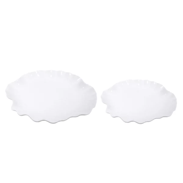 White Ocean Wavy Edge Round Ceramic Dish