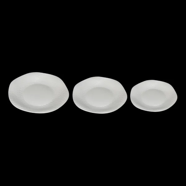 White Ocean Hammered Round Ceramic Dish - Image 3