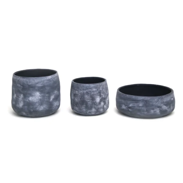 Grey W/White Washing Effect Ceramic Pot - Image 2