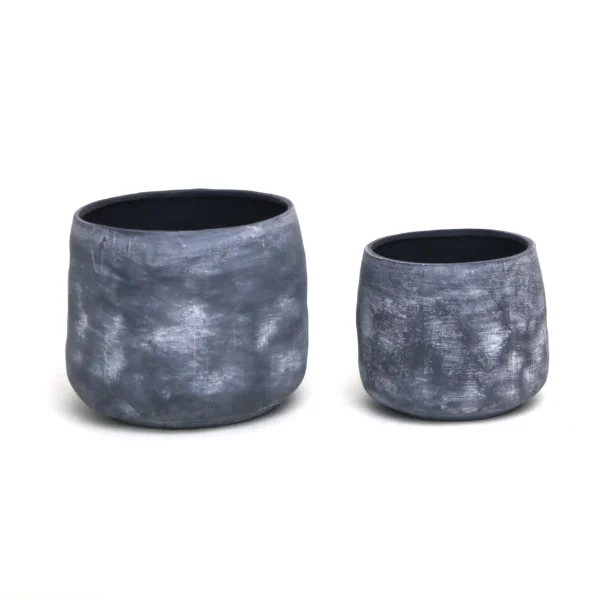Grey W/White Washing Effect Ceramic Pot - Image 1