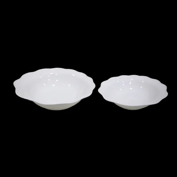 White Flower Round Ceramic Bowl - Image 3