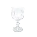 Clear Ribbed Pattern Wine Glass With Leg